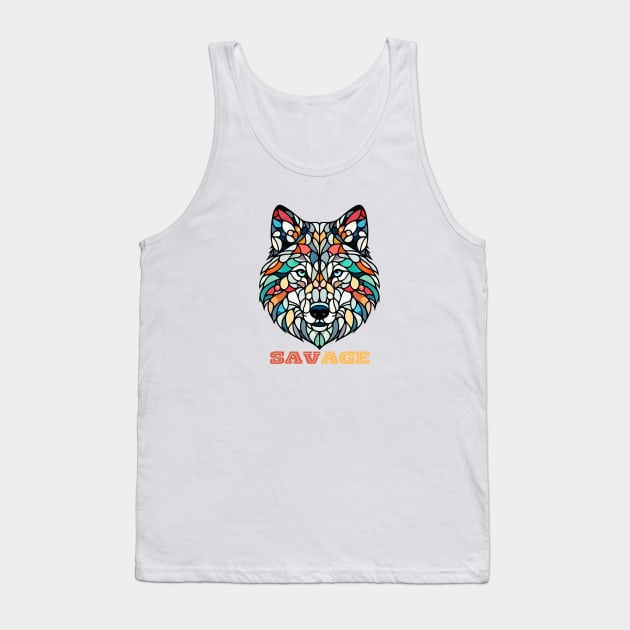 Mosaic Savage Wolf Tank Top by AlpsLakeLab